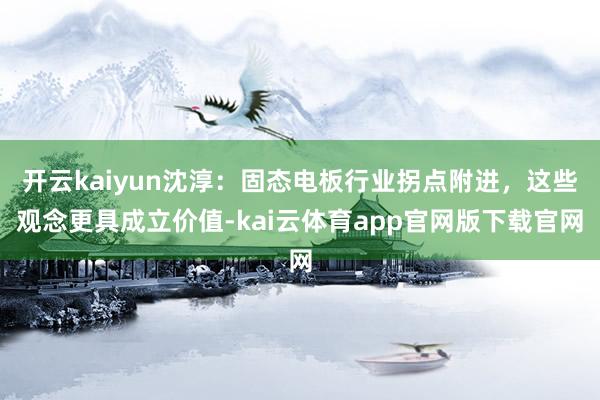 开云kaiyun沈淳：固态电板行业拐点附进，这些观念更具成立价值-kai云体育app官网版下载官网