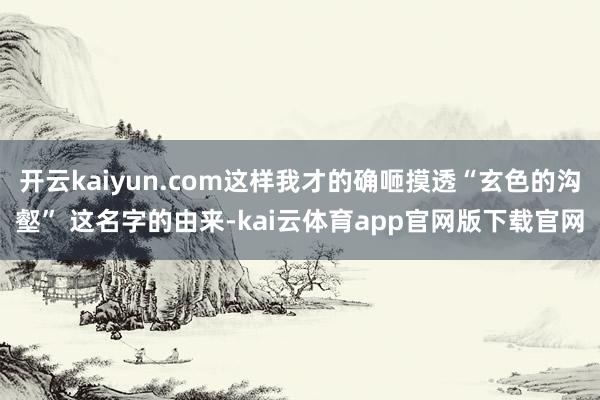 开云kaiyun.com这样我才的确咂摸透“玄色的沟壑” 这名字的由来-kai云体育app官网版下载官网