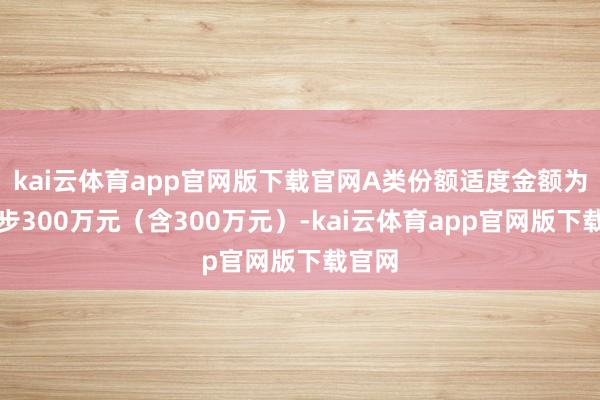 kai云体育app官网版下载官网A类份额适度金额为不进步300万元（含300万元）-kai云体育app官网版下载官网